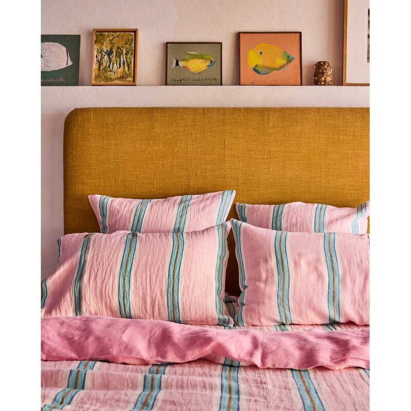Kip&Co Tickled Pink Stripe Linen European Pillowcases 2P Set image number 2
